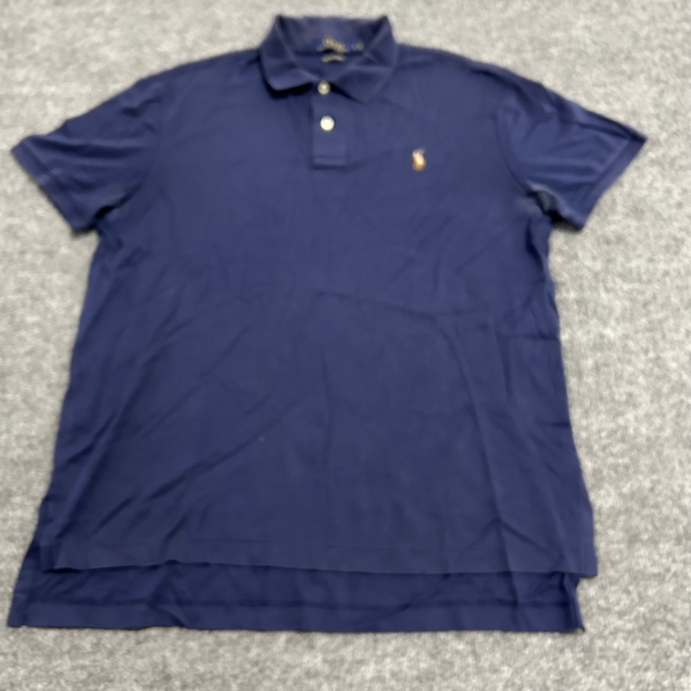 Polo Ralph Lauren Polo Mens Size L Navy Blue Pima Soft Touch Cotton Short Sleeve